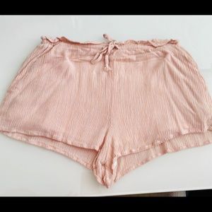 Blush pink/tan shorts that are perfect as bikini cover up or casual chic.